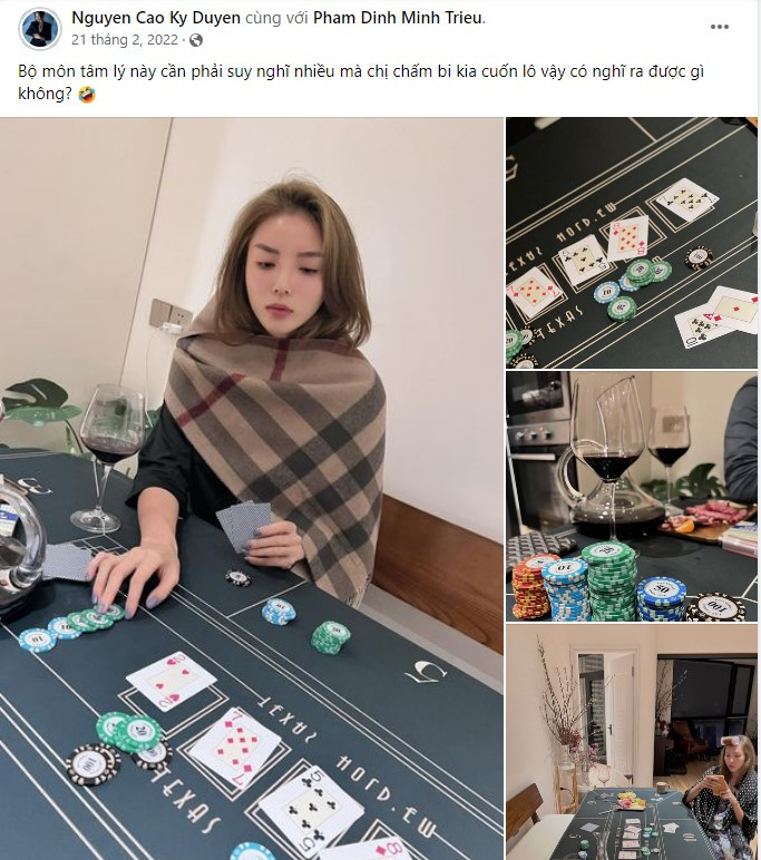 Kỳ Duyên lộ loạt ảnh chơi đánh bài, vô tư đăng tải trên trang cá nhân.