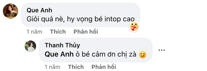 Thanh Thuỷ vui mừng đón nhận lời chúc từ Quế Anh khi cô đang đi thi Hoa hậu Việt Nam. Ảnh: Chụp màn hình
