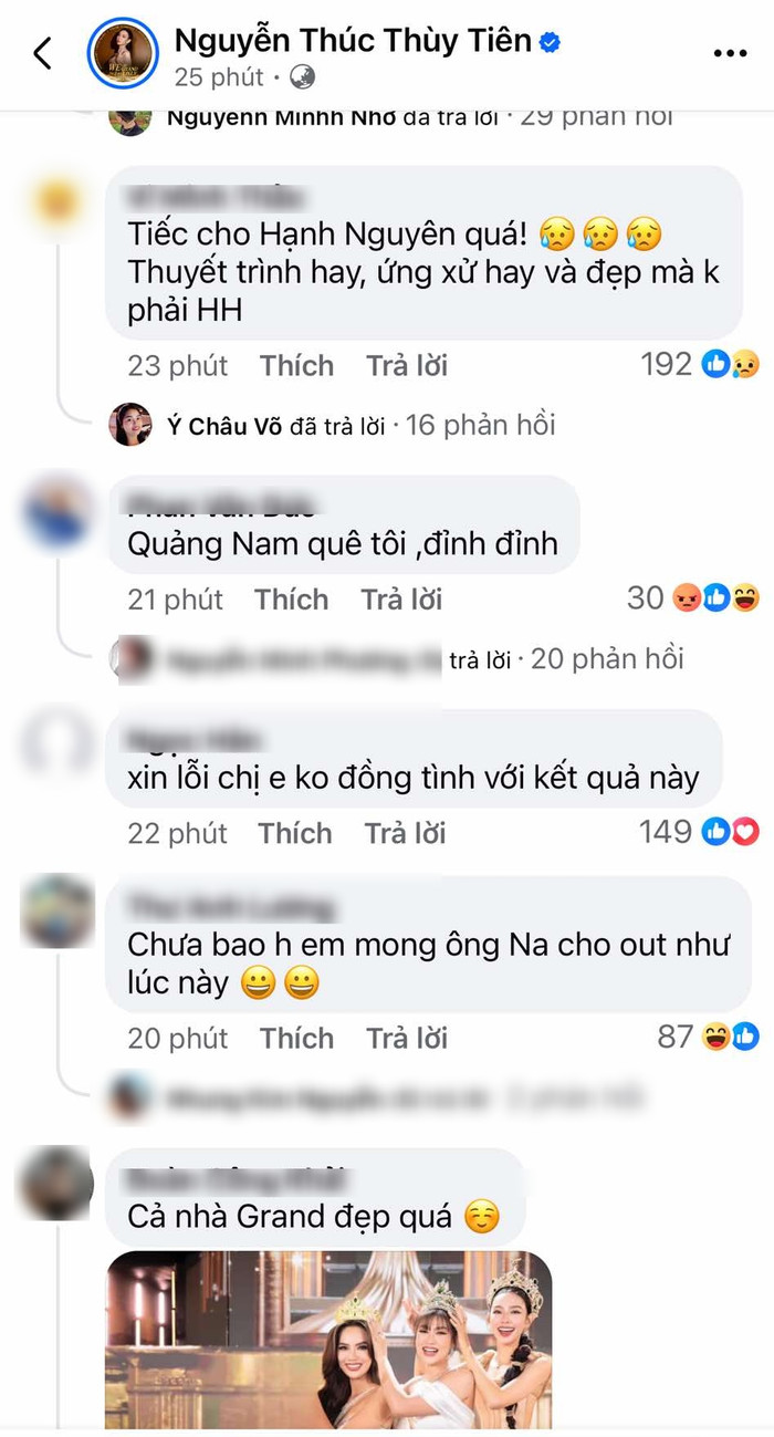 Cư dân mạng phản ứng trước bài đăng của Hoa hậu Thùy Tiên. Ảnh chụp màn hình