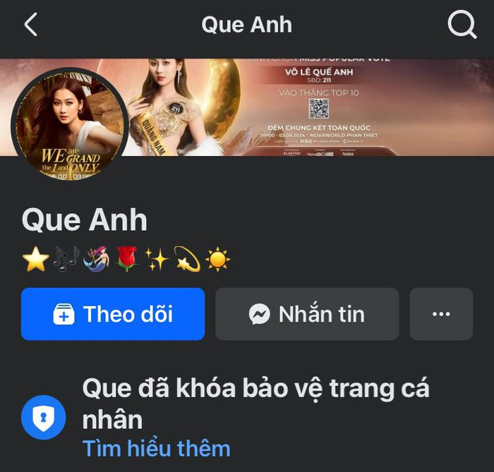 Hoa hậu Quế Anh khoá trang cá nhân hậu ồn ào.