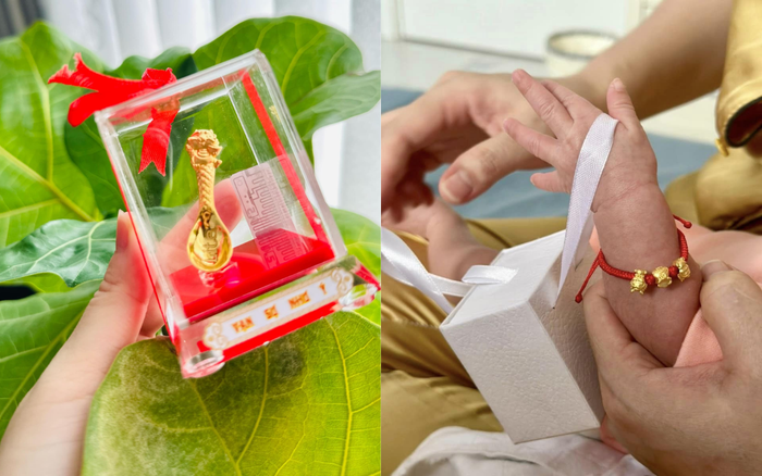 Hai lần con gái Kha Ly nhận được quà bằng vàng. Ảnh: FBNV