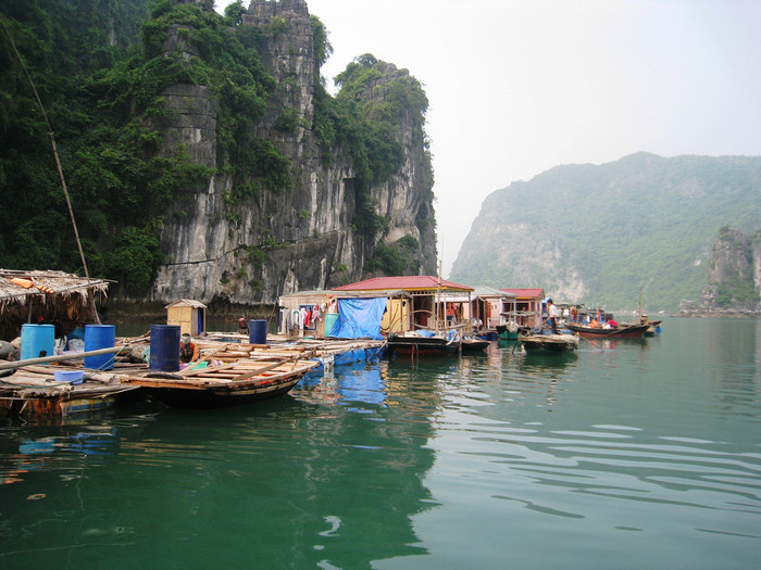 Càng vào sâu bên trong, không gian làng chài càng rõ rệt hơn. Ở giữa của làng xuất hiện một ngôi nhà cộng đồng là nơi sinh hoạt chung của cư dân. Xung quanh là nhà nổi của dân sinh sống và khu vực nuôi thủy hải sản.