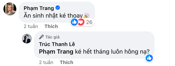 Xoài Non và Gil Lê khá thoải mái khi tương tác qua lại trên mạng xã hội. Ảnh: FBNV