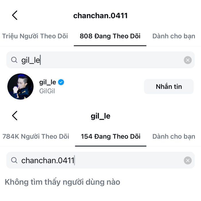 Dù không theo dõi lẫn nhau, nhưng Gil Lê vẫn tương tác với Xoài Non trong các bài viết.  