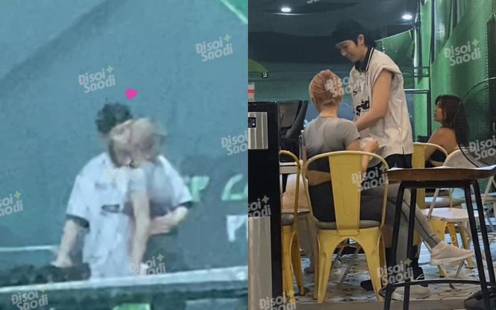 Xoài Non - Gil Lê bị bắt gặp khoá môi tình tứ. (Ảnh: Đi soi sao đi)