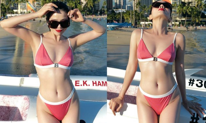 Lệ Quyên khoe vòng eo 59 cm cùng bụng phẳng lì đáng ngưỡng mộ ở tuổi 43. 