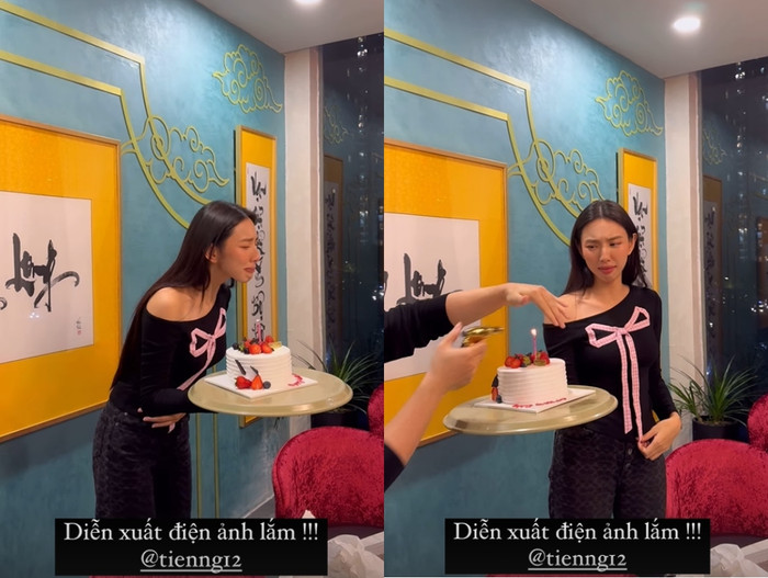 Hoa hậu Thùy Tiên khóc trong ngày sinh nhật. Ảnh FBNV