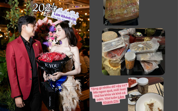 Lâm Khánh Chi gửi tặng Quốc Trường lượng lớn thức ăn.