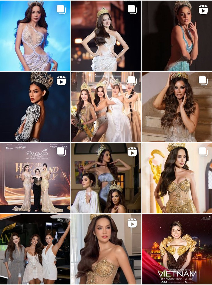 Hoa hậu Quế Anh chỉ có duy nhất 1 bài viết chúc mừng trên trang chủ Miss Grand International. Ngược lại, Lê Hoàng Phương lại phủ sóng dày đặc.