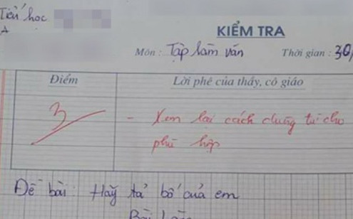 Bài văn tiểu học tả về bố chỉ đạt 3 điểm, cô giáo có lời phê gây chú ý Ảnh 2
