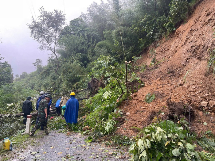 Hiện trường vụ sạt lở đất ở Cao Bằng. Ảnh: Truyền hình Cao Bằng