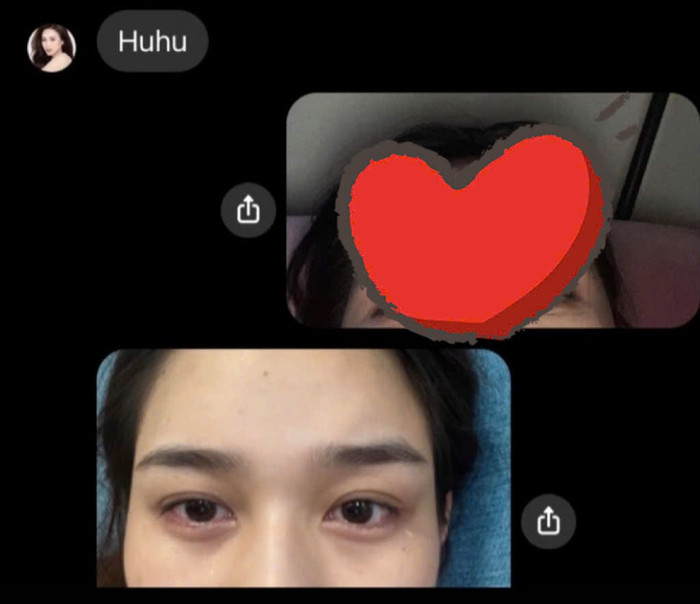 Hoa hậu Đỗ Thị Hà đăng tải hình ảnh khóc lóc, khoé mắt hoen đỏ.