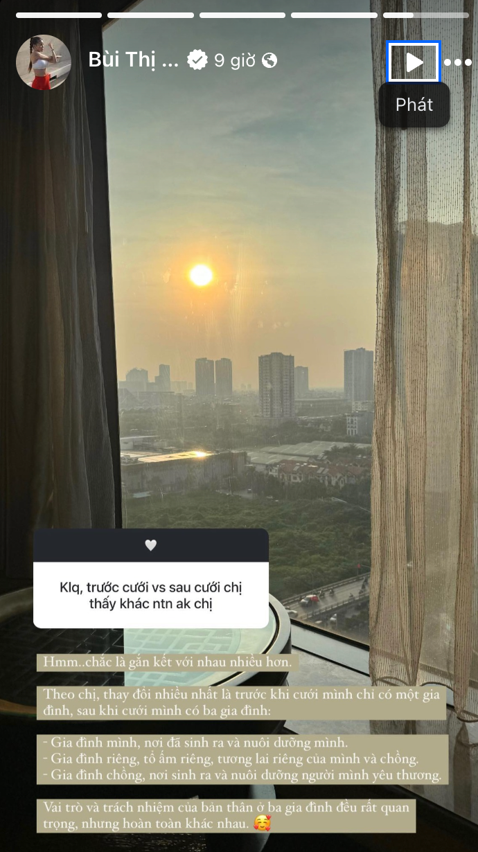 Vợ thủ môn Đặng Văn Lâm thể hiện sự trân trọng, biết ơn khi nhắc đến gia đình hai bên. Ảnh: Chụp màn hình