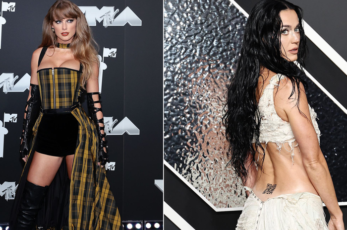 Taylor Swift và Katy Perry tại MTV VMAs 2024.