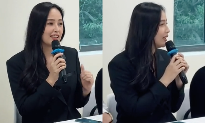 Mai Phương Thuý gây tranh cãi vì vừa ngồi vừa phát biểu tại sự kiện.