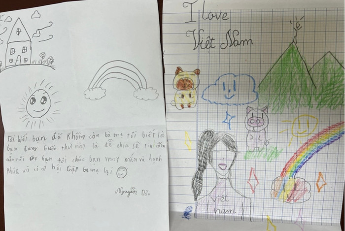 Bức thư của em Nguyễn Bảo chia sẻ với các bạn vùng bão lũ.