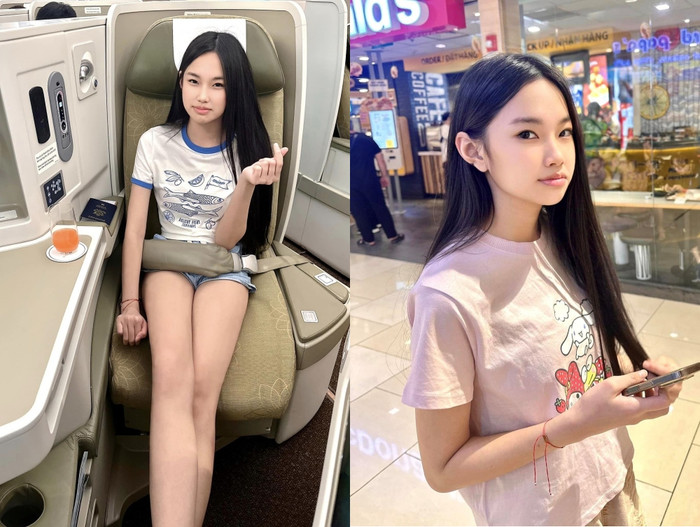 Cháu nội Hoàng Kiều thường diện áo phông đơn giản, đúng với lứa tuổi mà không đua đòi theo bất kỳ trend nào.