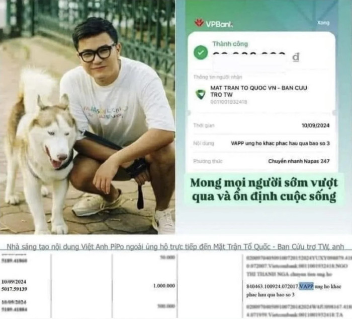 Việt Anh bị tố số tiền ủng hộ khác xa số tiền khoe trên fanpage của mình.
