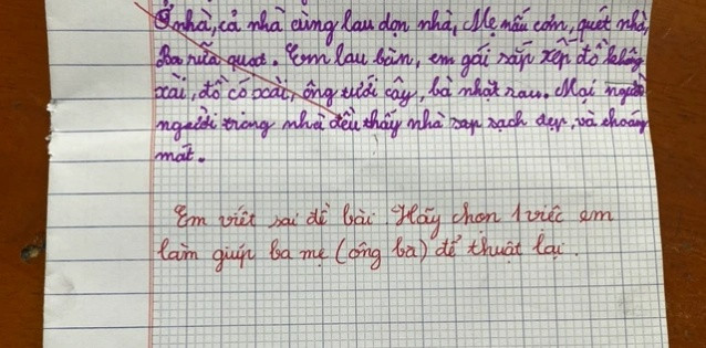 Bài văn của em học sinh lớp 2 gây chú ý trên mạng xã hội