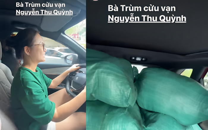 Lệ Quyên chia sẻ khoảnh khắc Thu Quỳnh lái xe chở hàng cứu trợ.