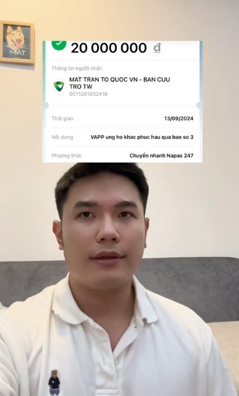 TikToker Việt Anh Pí Po (tên thật Phùng Việt Anh) đã lên tiếng xin lỗi sau khi bị tố “phông bạt” trong việc khoe chuyển khoản ủng hộ lũ lụt ở miền Bắc.