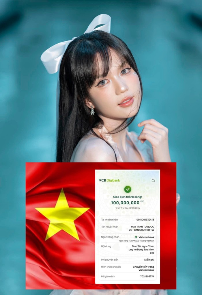 Ngọc Trinh quyên góp 100 triệu cho đồng bào vùng lũ. Ảnh FBNV