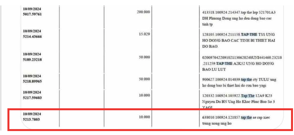 Số tiền cùng dòng ghi chú trong sao kê làm ảnh hưởng đến Liên đoàn Xiếc Việt Nam