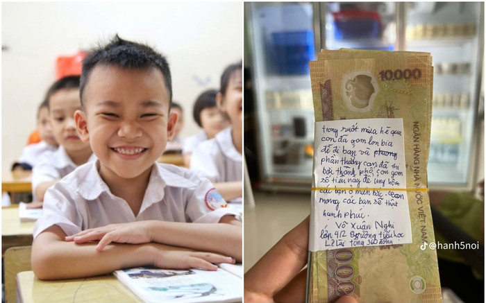 Cậu học trò lớp 4 nhặt lon bia cả mùa hè đem bán để ủng hộ vùng lũ, số tiền gây bất ngờ Ảnh 2