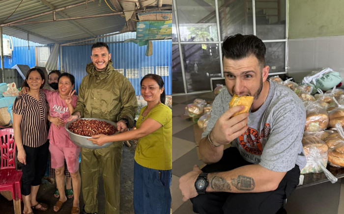 Dầm mình trong nước lũ, chàng Tây cùng vợ chia cơm cứu trợ giữa vùng lũ Thái Nguyên Ảnh 2