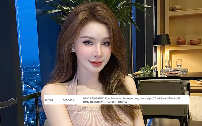 Yến Tatoo thực tế đã gửi 500 nghìn đồng đến quỹ Mặt trận Tổ quốc. Ảnh: Sưu tầm