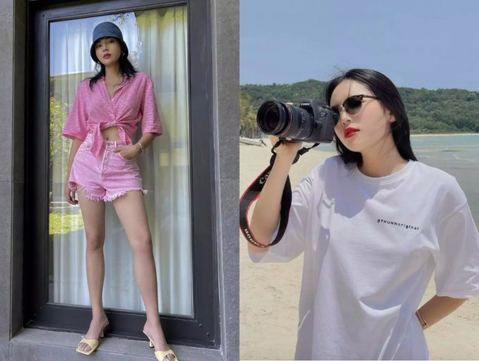 Hoa hậu Kỳ Duyên không ngại thử sức với những bộ trang phục đi biển kín đáo hơn.