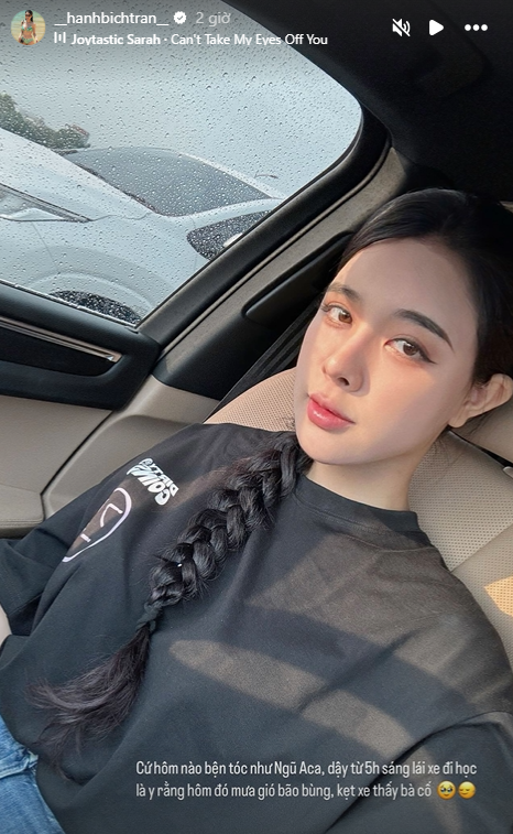 Bạn gái Vũ Văn Thanh gặp sự cố khi dậy sớm. Ảnh chụp màn hình