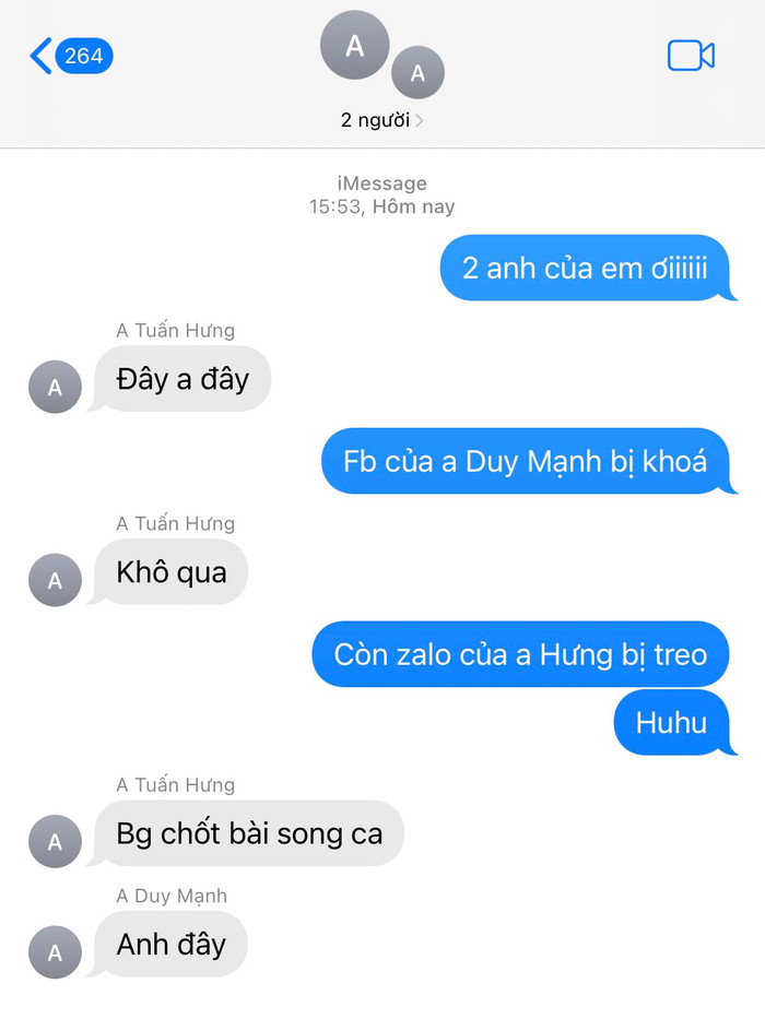 Đại diện đơn vị tổ chức liveshow có sự góp mặt của Tuấn Hưng và Duy Mạnh gặp không ít khó khăn để tạo nhóm trò chuyện với hai nghệ sĩ. Ảnh: Facebook Hien Hoang