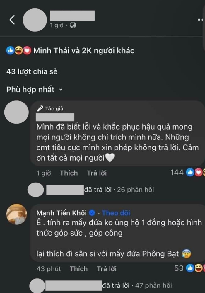 Mạnh Tiến Khôi, một TikToker với 5,1 triệu người theo dõi, đã lên tiếng bình luận khiến cộng đồng mạng tranh cãi.