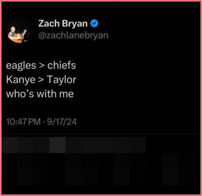 Bài đăng so sánh gây xôn xao của Zach Bryan. 