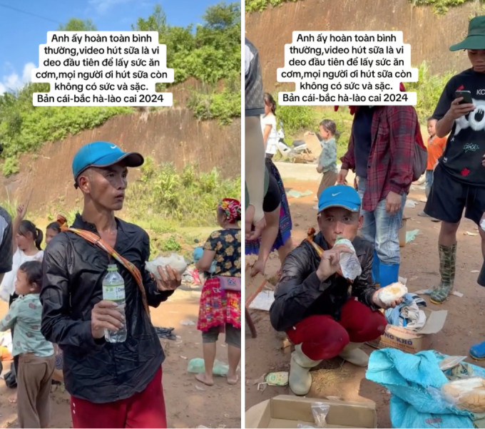 Người đàn ông dậy từ 2h sáng đi bộ đến điểm cứu trợ (Nguồn: @hhluxury2016)