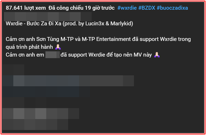 Wxrdie gửi lời cảm ơn đến Sơn Tùng