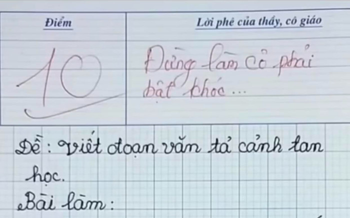 Bài văn tả cảnh tan học nhận điểm 10, cô giáo không kìm được nước mắt Ảnh 2