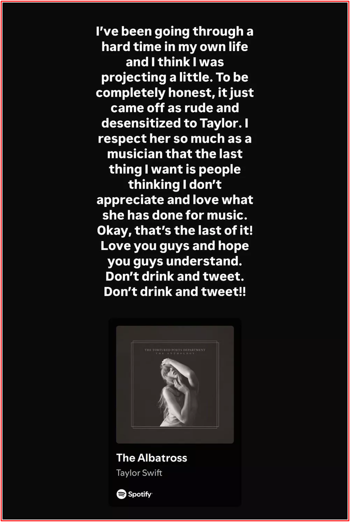 Nam ca sĩ xin lỗi vì 'hạ bệ' Taylor Swift: 'Hy vọng một ngày nào đó tôi có thể giải thích với cô ấy' Ảnh 5