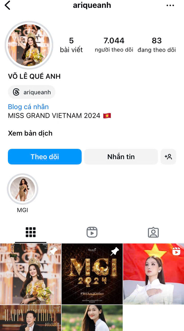 Hoa hậu Quế Anh bất ngờ xoá hoặc ẩn một loạt hình ảnh trên trang cá nhân Instagram.