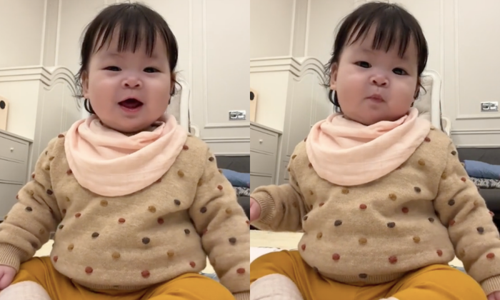Loạt biểu cảm đáng yêu của con gái Đỗ Mỹ Linh và Chủ tịch CLB CAHN nhanh chóng gây sốt cõi mạng. 
