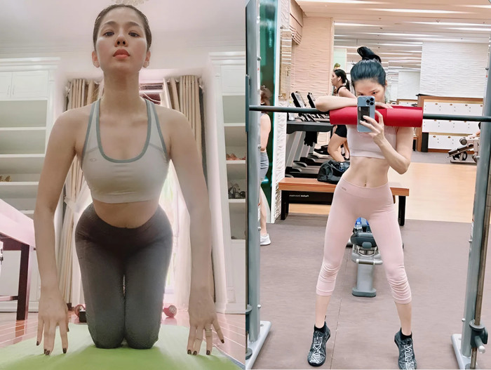 Lệ Quyên chăm chỉ tập luyện thể thao mỗi ngày dù lịch trình dày đặc.