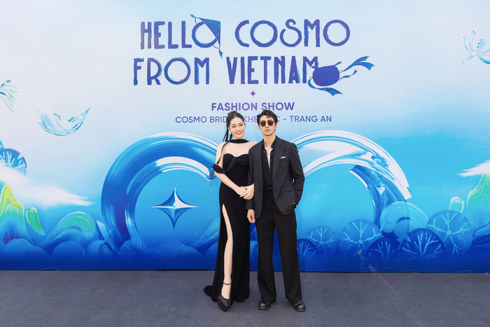 Á hậu Phương Nga xuất hiện cùng chồng - diễn viên Bình An. Cô nàng tự tin mang thêm một đôi giày có phần đế cao chót vót