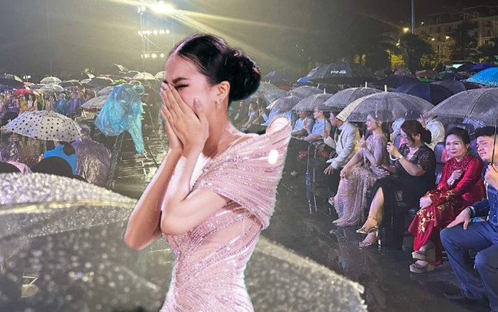 Thí sinh hoa hậu phải trình diễn áo tắm giữa thời tiết mưa trắng trời Ảnh 2