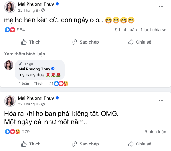 Hoa hậu Mai Phương Thuý liên tục chia sẻ tình trạng sức khoẻ đáng lo ngại trong suốt thời gian qua. 