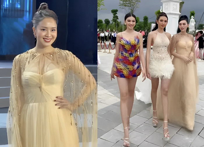 Hồng Diễm đụng hàng Á hậu Tường San nhưng lại được khen lấn át luôn cả đàn em kém 18 tuổi. 