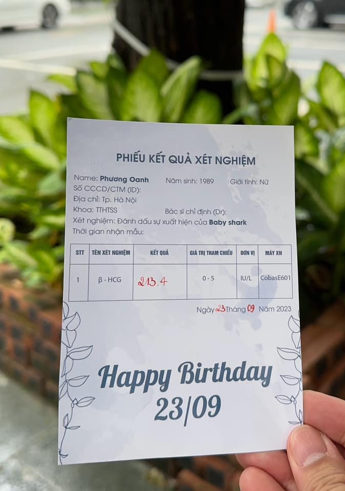 Nữ diễn viên tiết lộ nhận được kết quả xét nghiệm Beta - HCG đúng vào ngày sinh nhật năm ngoái.&nbsp;