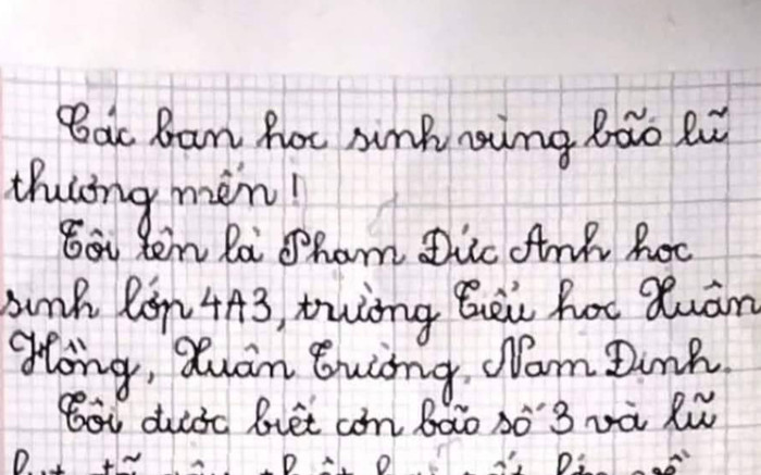 Bức thư của em học sinh lớp 4 gửi các bạn vùng lũ lụt gây xúc động mạnh Ảnh 2