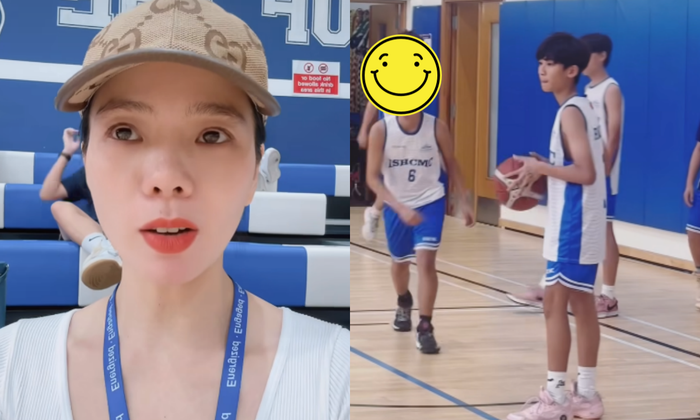 Dù bận rộn công việc, 'Nữ hoàng phòng trà' vẫn dành thời gian để đến trường theo dõi, cổ vũ con trai thi đấu bóng rổ. 