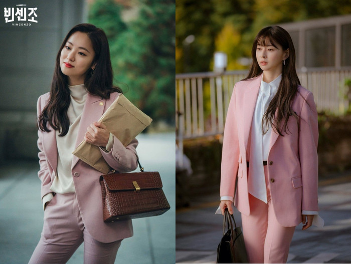 Blazer màu pastel cũng xuất hiện nhiều trên phim Hàn không kém gì các màu trung tính. 